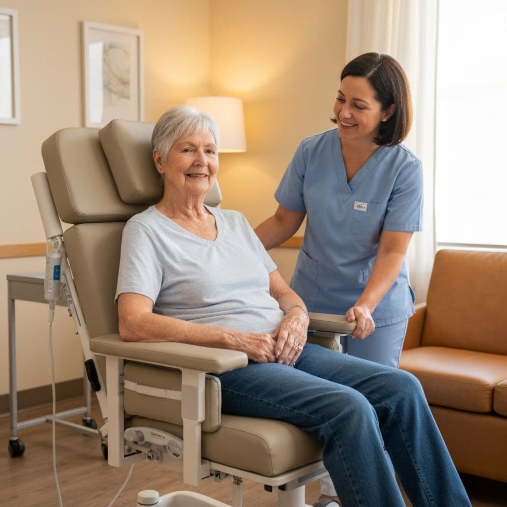 Caregiver helping patient with proper positioning and support cushioning